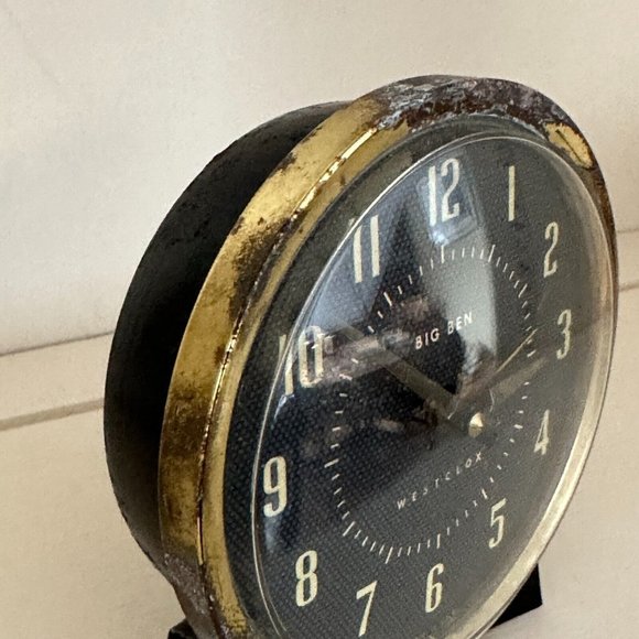 SOLD Vintage MCM Westclox Big Ben Black Gold Wind Up Round Shape Alarm Clock - Picture 9 of 16